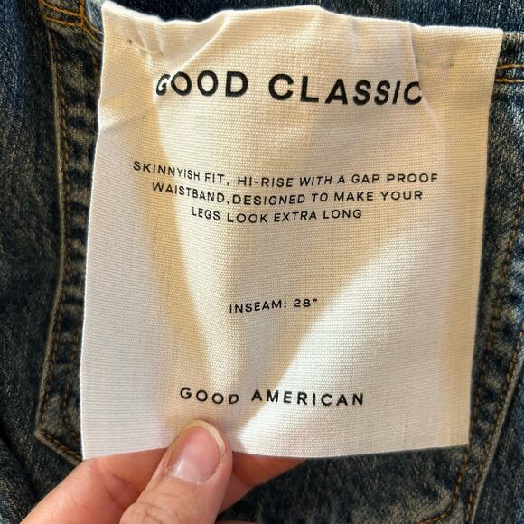 NWT Good American Womens Good Classic Blue 940 Hi-Rise Raw Hem Jean 0/25 - Picture 14 of 15